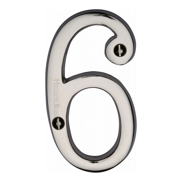 C1561 6/9-PNF • 76mm • Polished Nickel • Heritage Brass Face Fixing Numeral 6/9